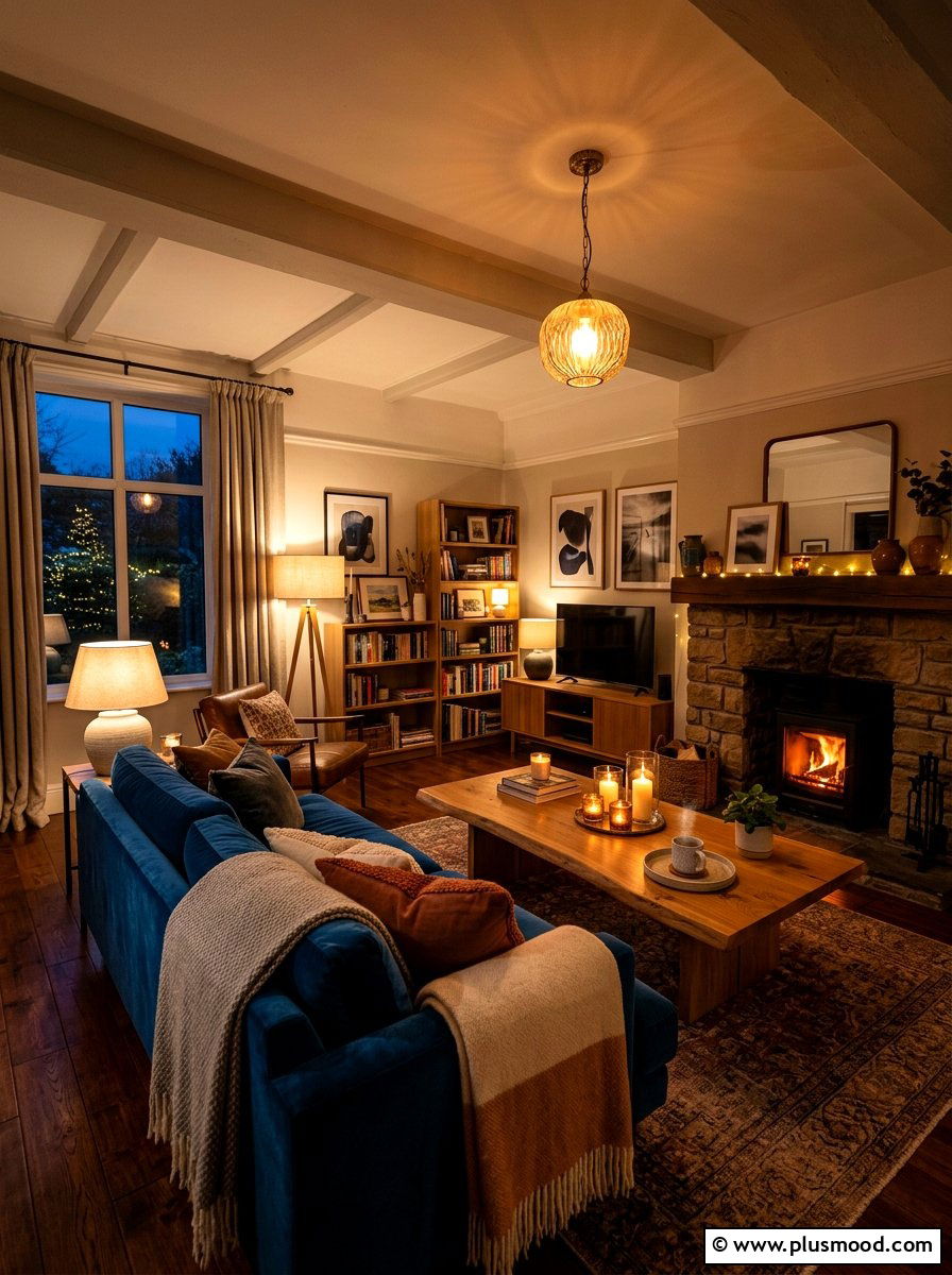 Warm ambient living room lighting - 25 summer to fall living room decor ideas