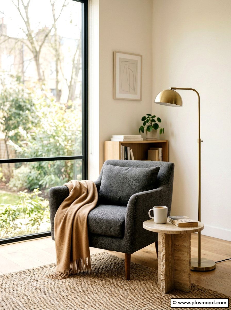 Warm minimalist reading nook - 25 summer to fall transition decor ideas