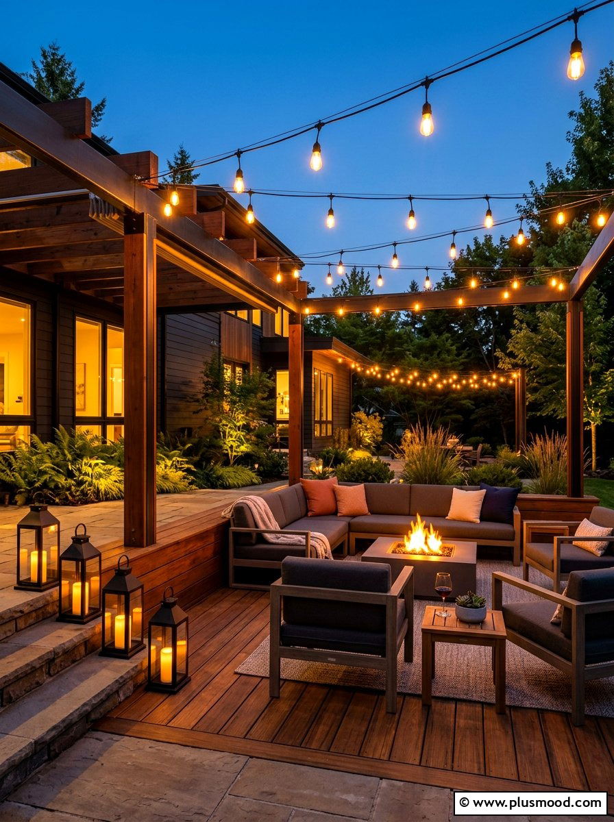 Warm patio lighting - 25 summer to fall outdoor entertaining ideas