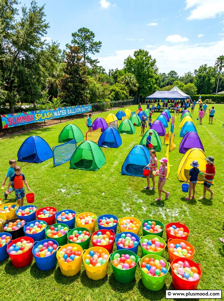 Water Balloon Fight - 25 summer kid friendly outdoor party ideas
