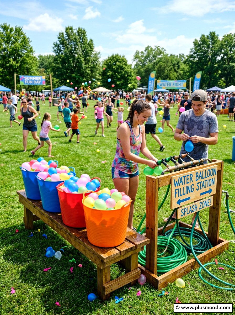 Water Balloon Fight Station - 25 summer backyard family fun ideas