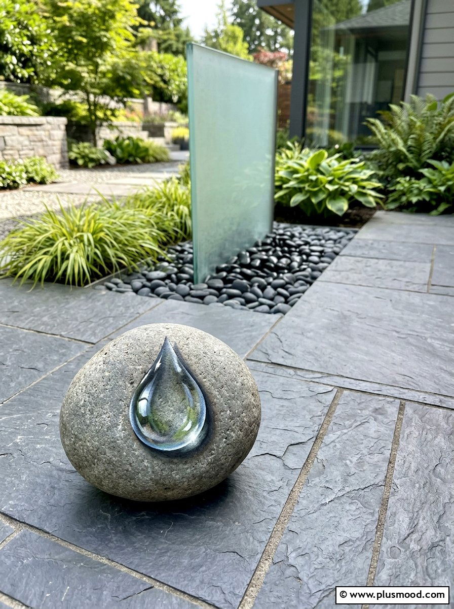 Water Drop - 25 painted rock ideas for koi pond decor