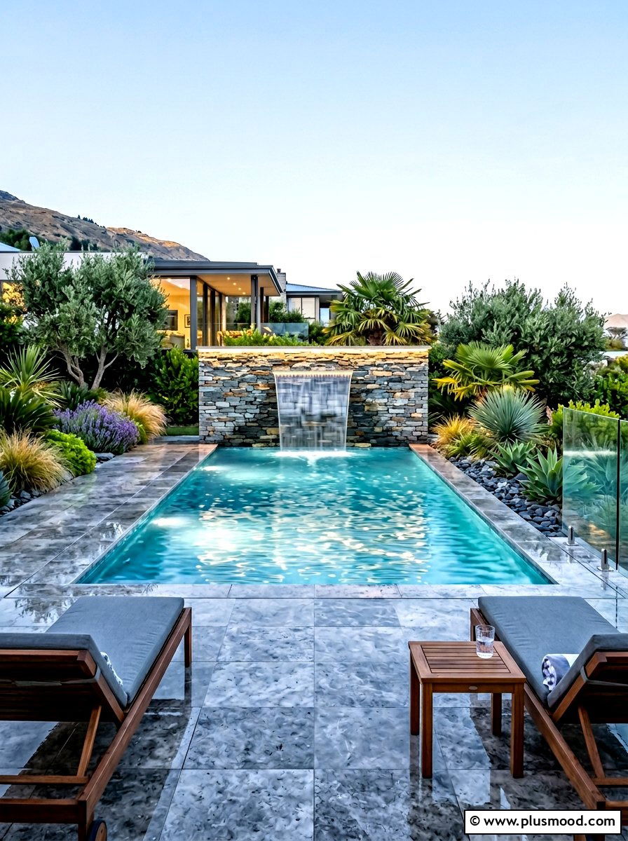 Water Feature Pool - 25 pool landscaping ideas for narrow yards