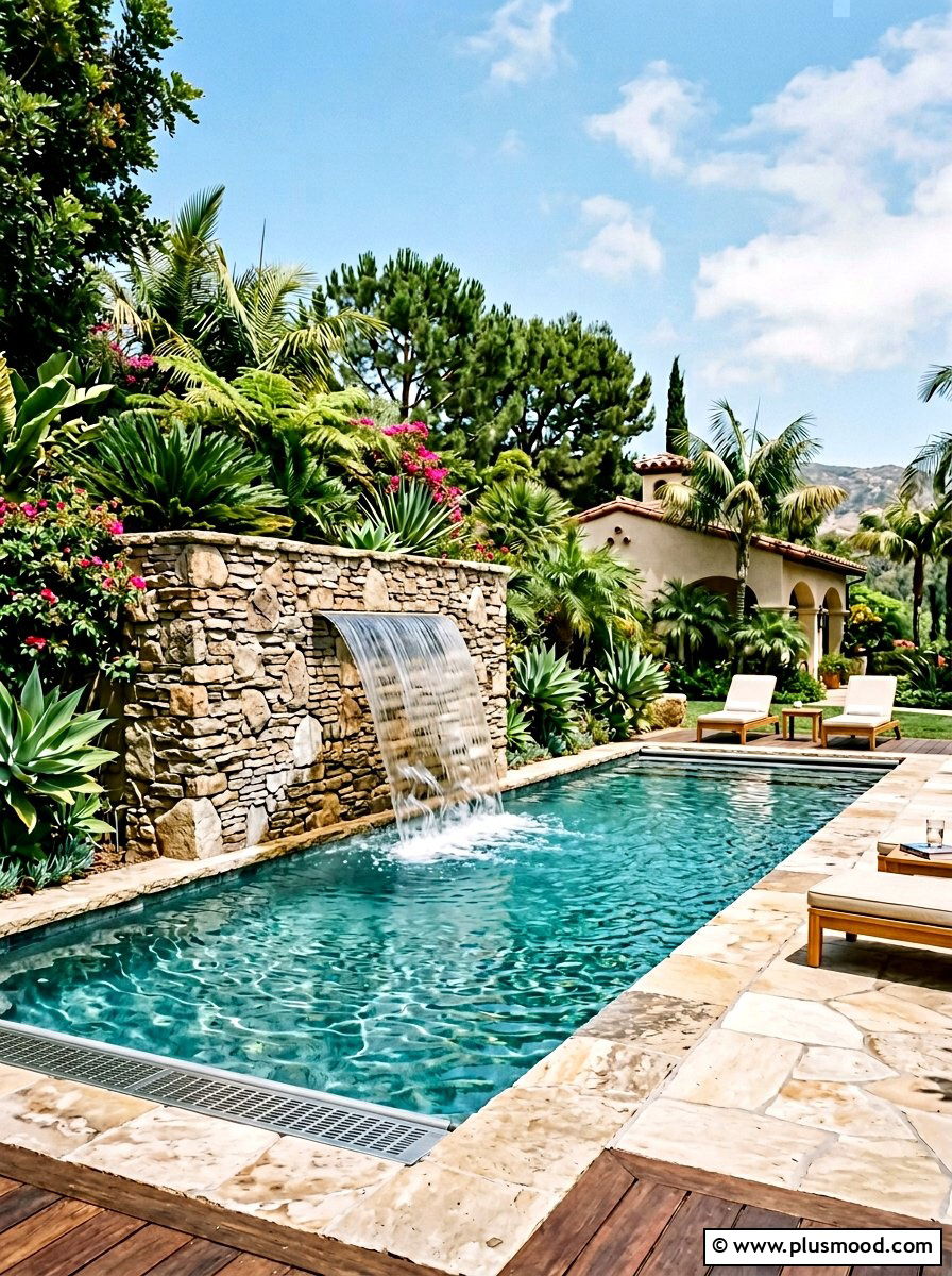 Water Fountain For Endless Pool - 25 pool landscaping ideas for endless pools