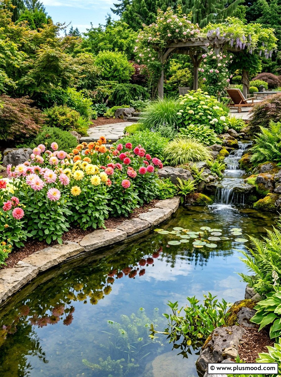 Water Side Dahlia Planting - 25 summer dahlia garden ideas