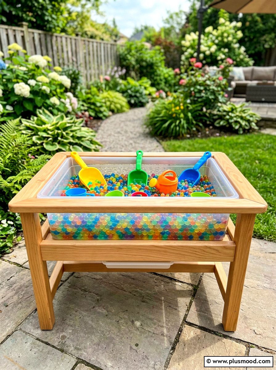 Water bead table - 25 summer backyard ideas for kids