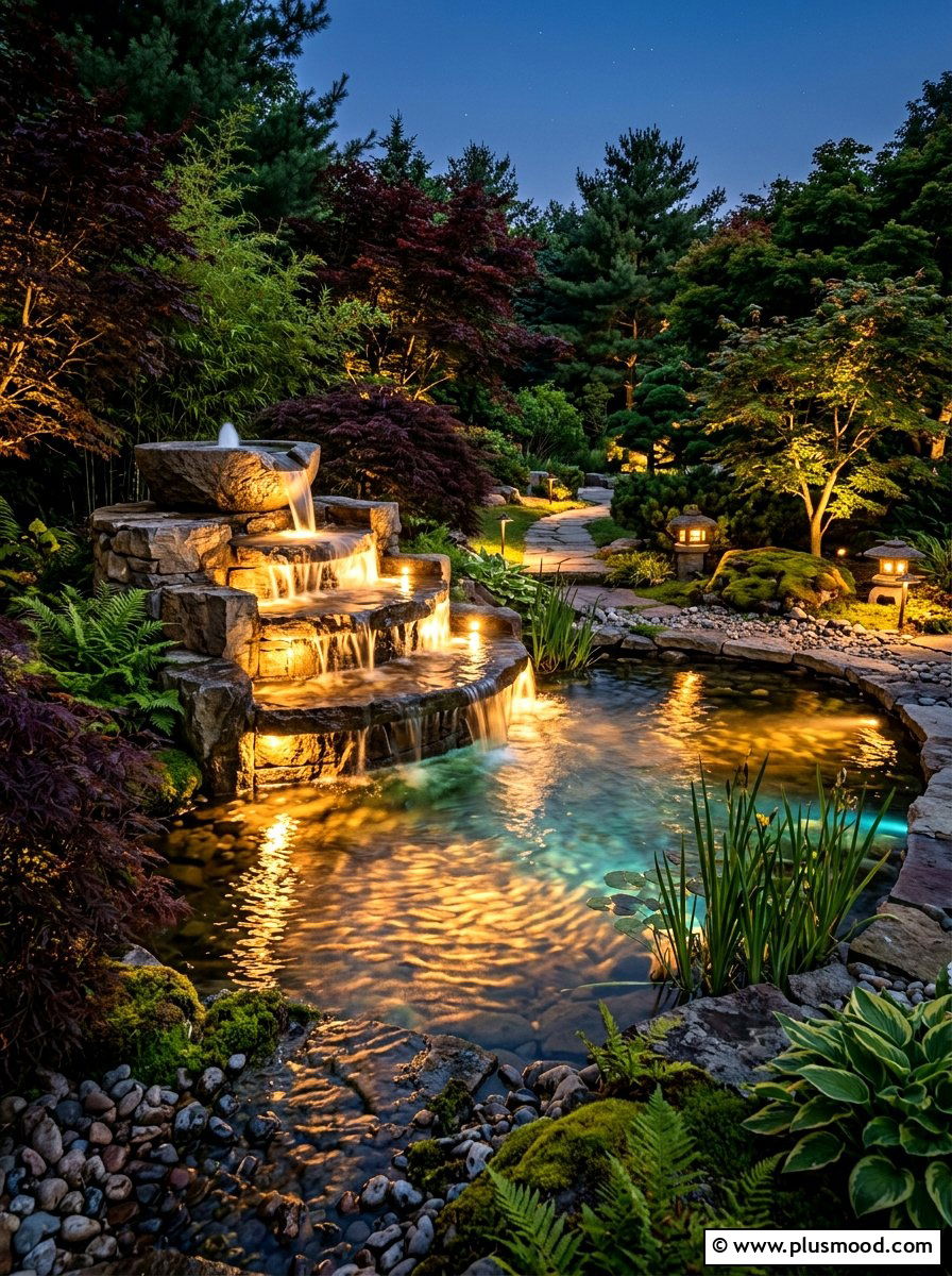 Water feature lighting - 25 summer landscape lighting ideas