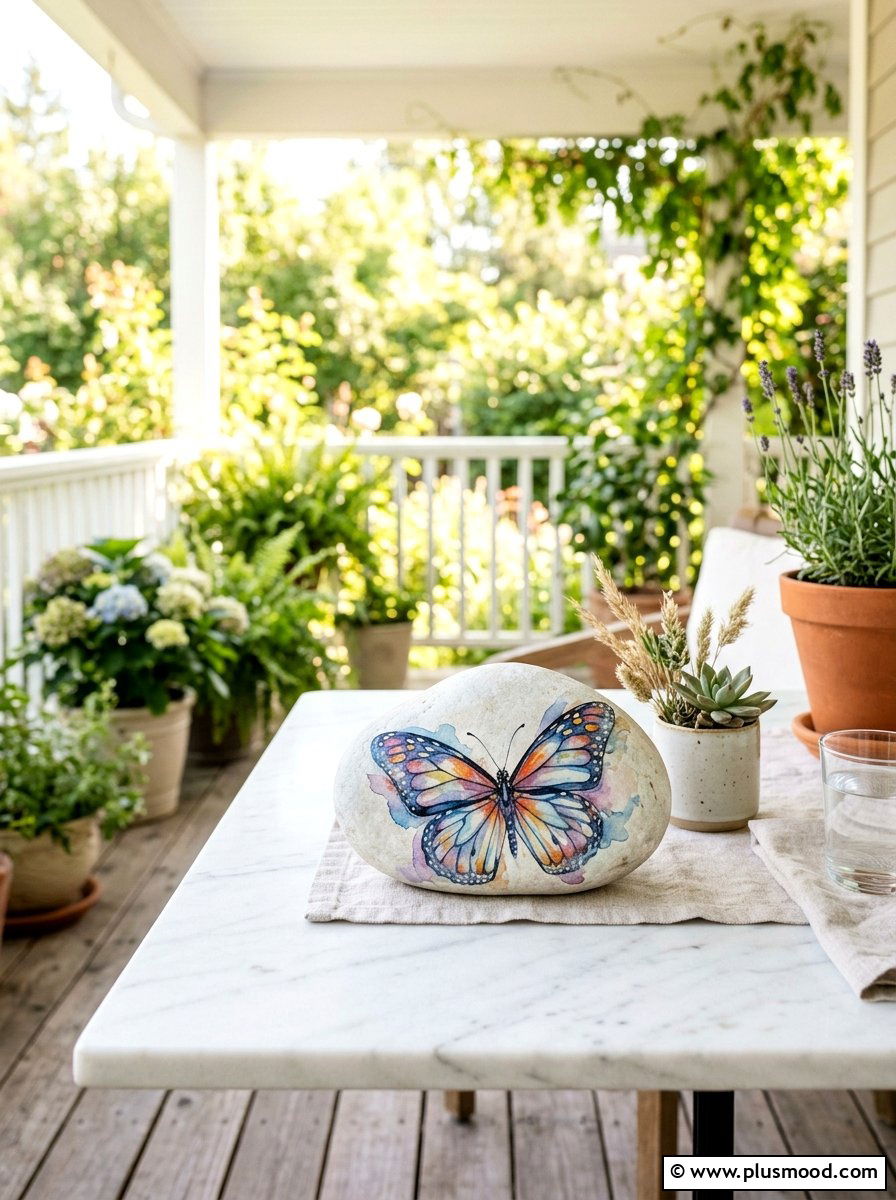 Watercolor Butterfly Rock Art - 25 painted rock ideas with butterflies