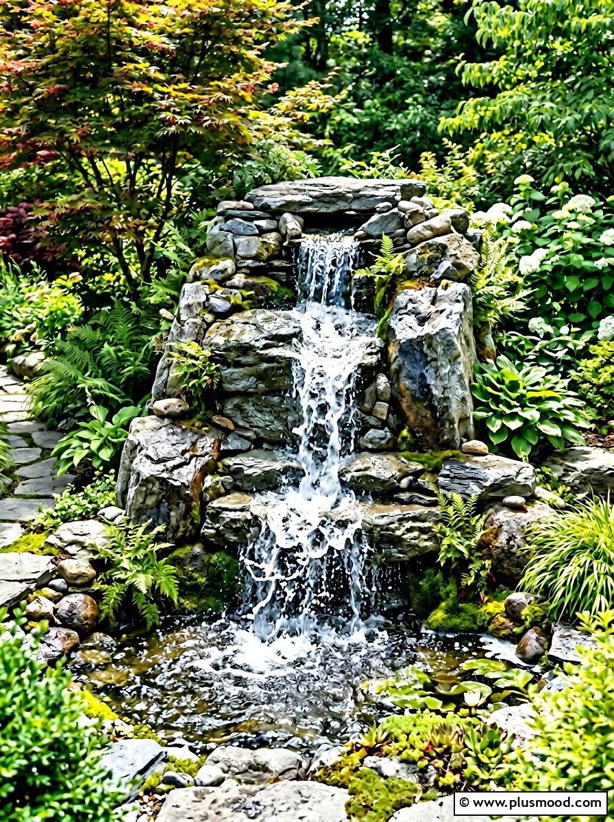 Waterfall Rock Design - 25 painted rock ideas with landscapes