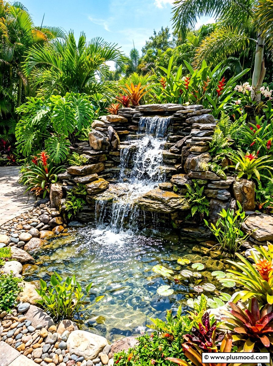 Waterfall Rock Feature - 25 summer rock landscaping ideas