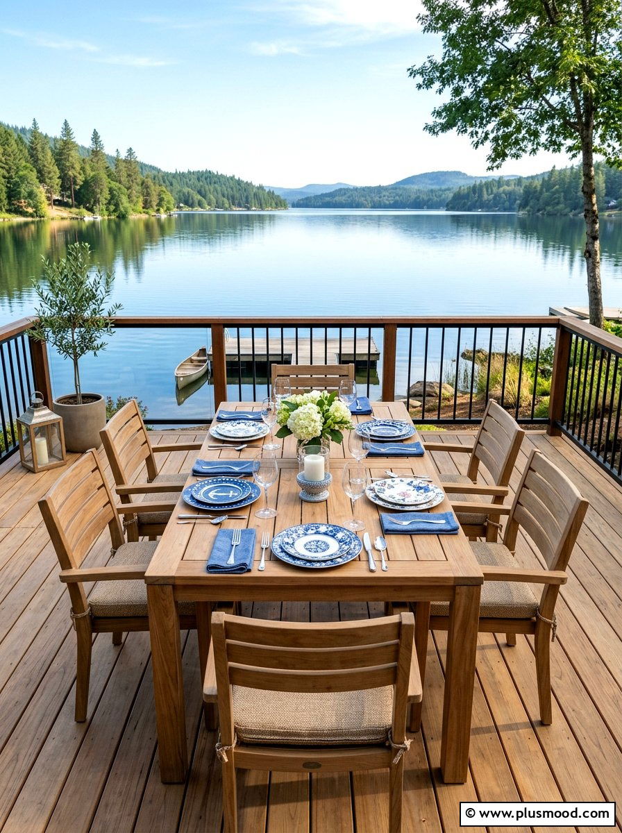 Waterfront Deck Dining Table - 25 summer outdoor dining ideas