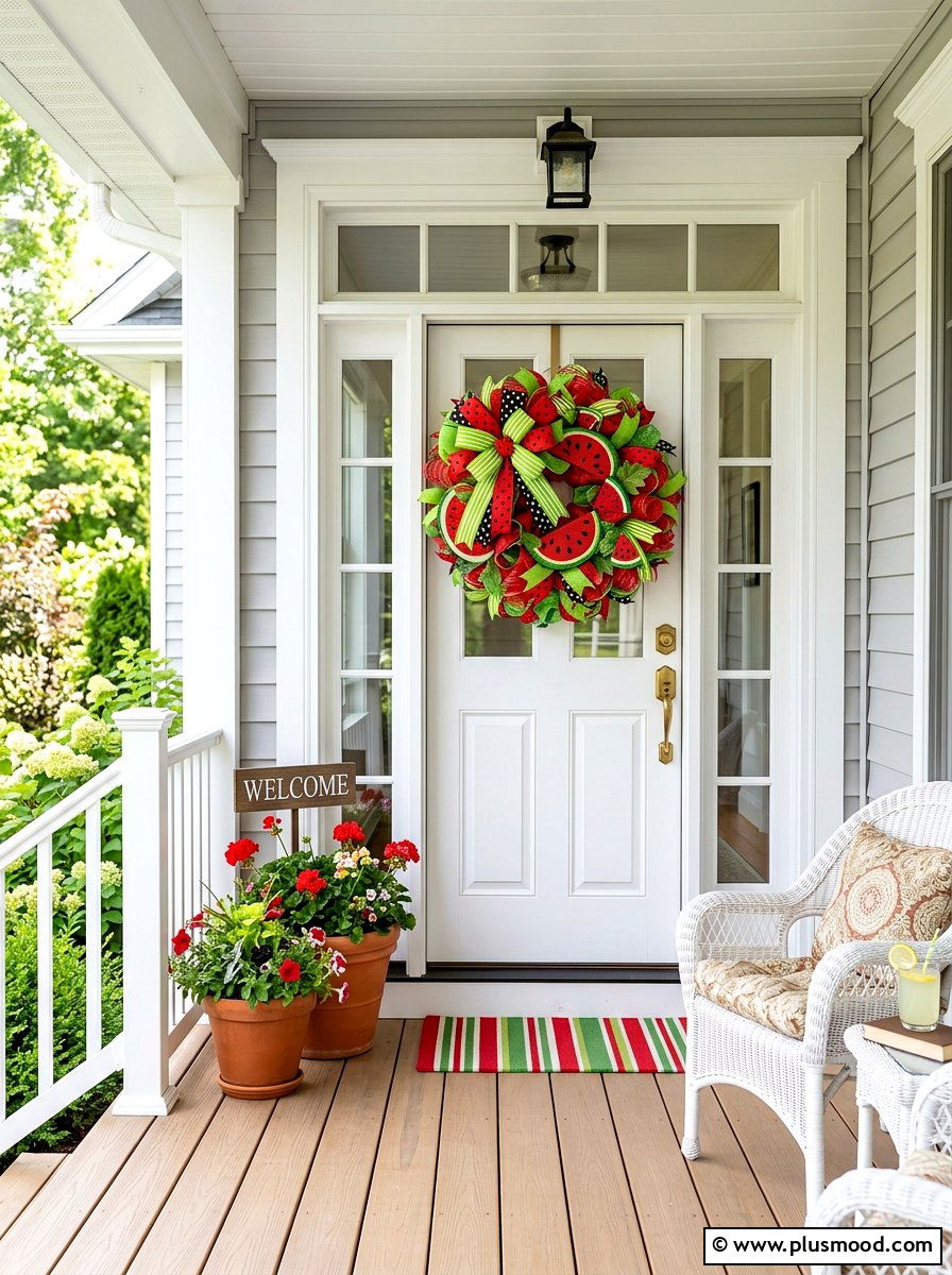 Watermelon Front Door Wreath - 25 summer wreath ideas for front door