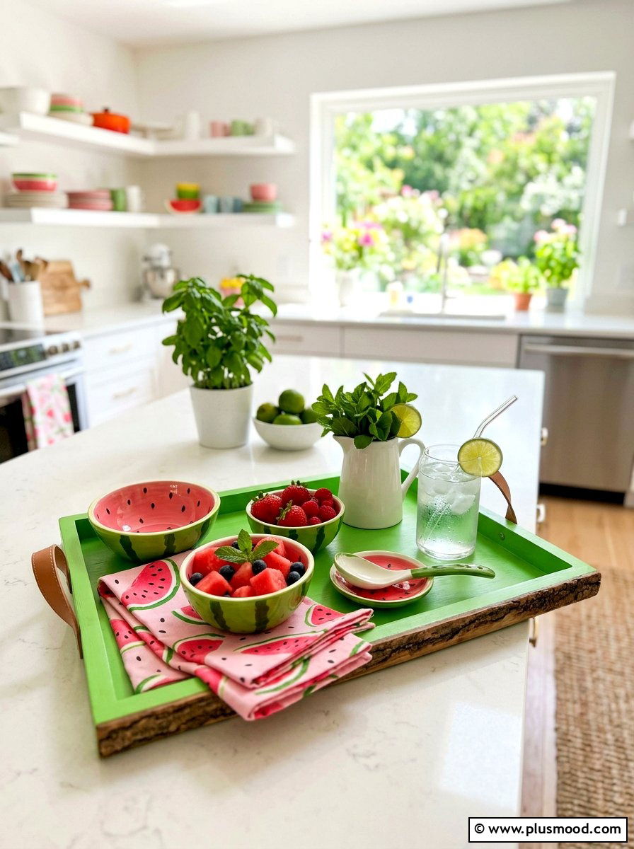 Watermelon Kitchen Tray - 25 summer kitchen tray decor ideas