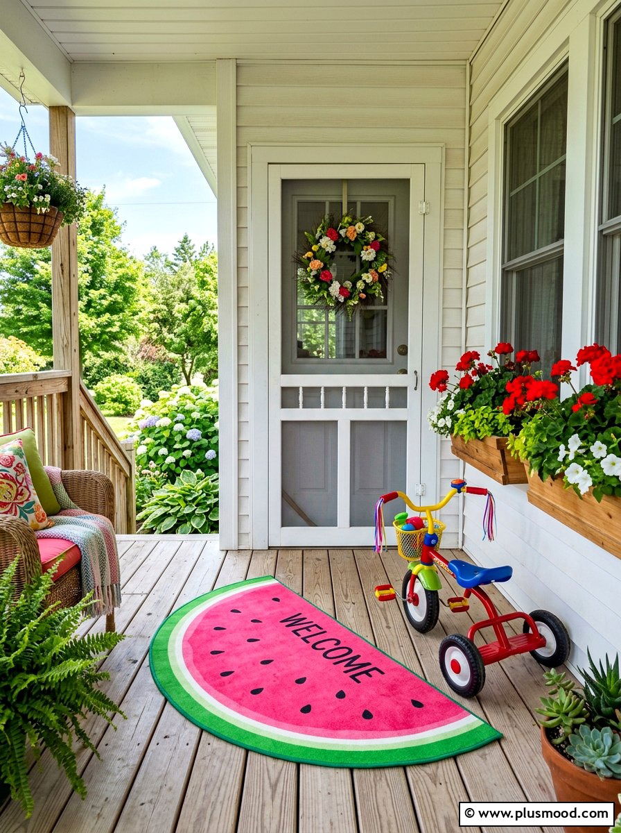 Watermelon Shape Porch Mat - 25 summer front porch mat ideas