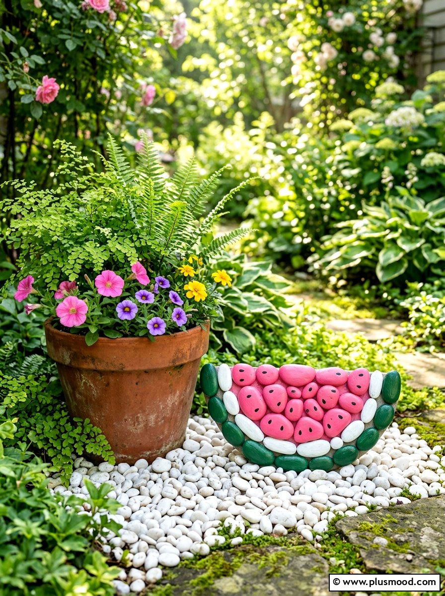 Watermelon Slice Rock - 25 painted rock ideas for summer decor