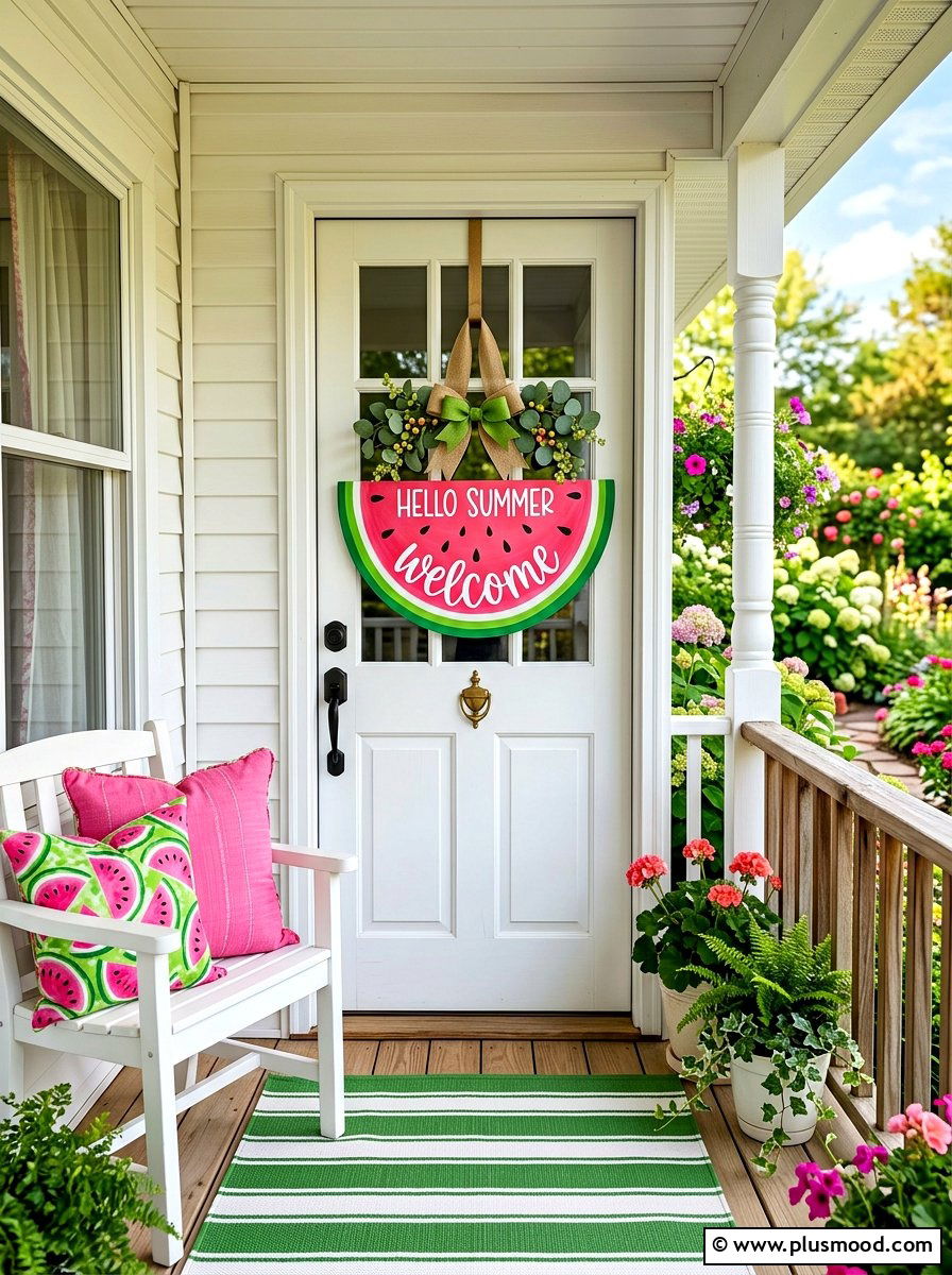 Watermelon Summer Door Hanger - 25 summer door decor ideas for summer