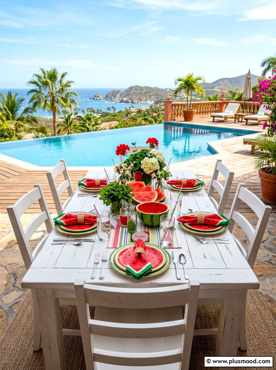 Watermelon Summer Social Table - 25 summer tablescape ideas