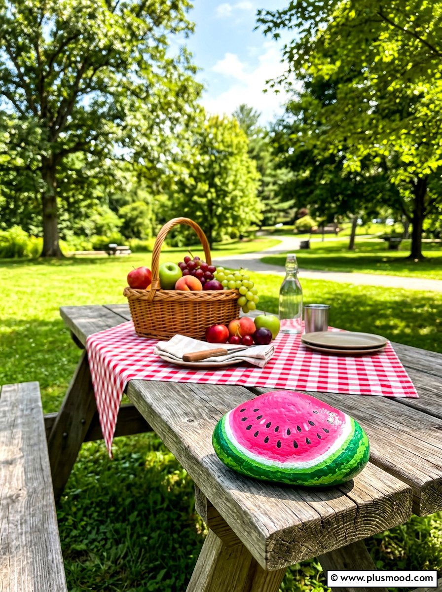 Watermelon rock art - 25 painted rock ideas for rock hunting game