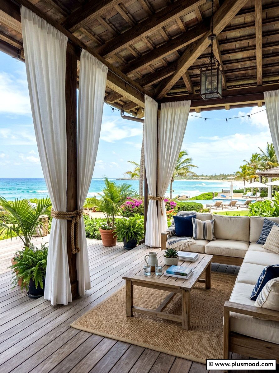 Waterproof Outdoor Curtain - 25 cheap summer patio ideas