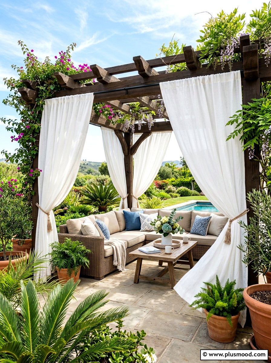 Waterproof Outdoor Curtains - 25 summer patio ideas for small backyards