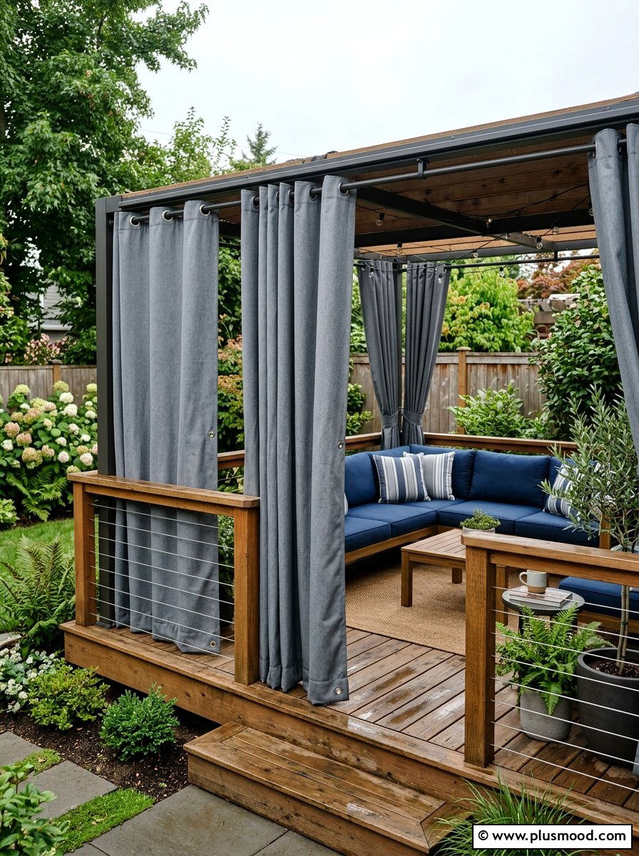 Waterproof Privacy Curtains For Deck - 25 small backyard ideas with outdoor curtains