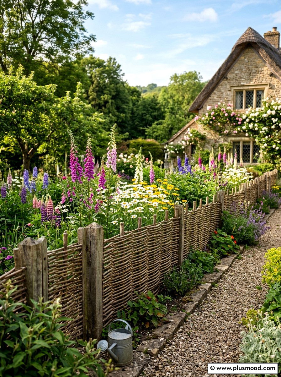 Wattle Fence Border - 25 summer flower bed edging ideas
