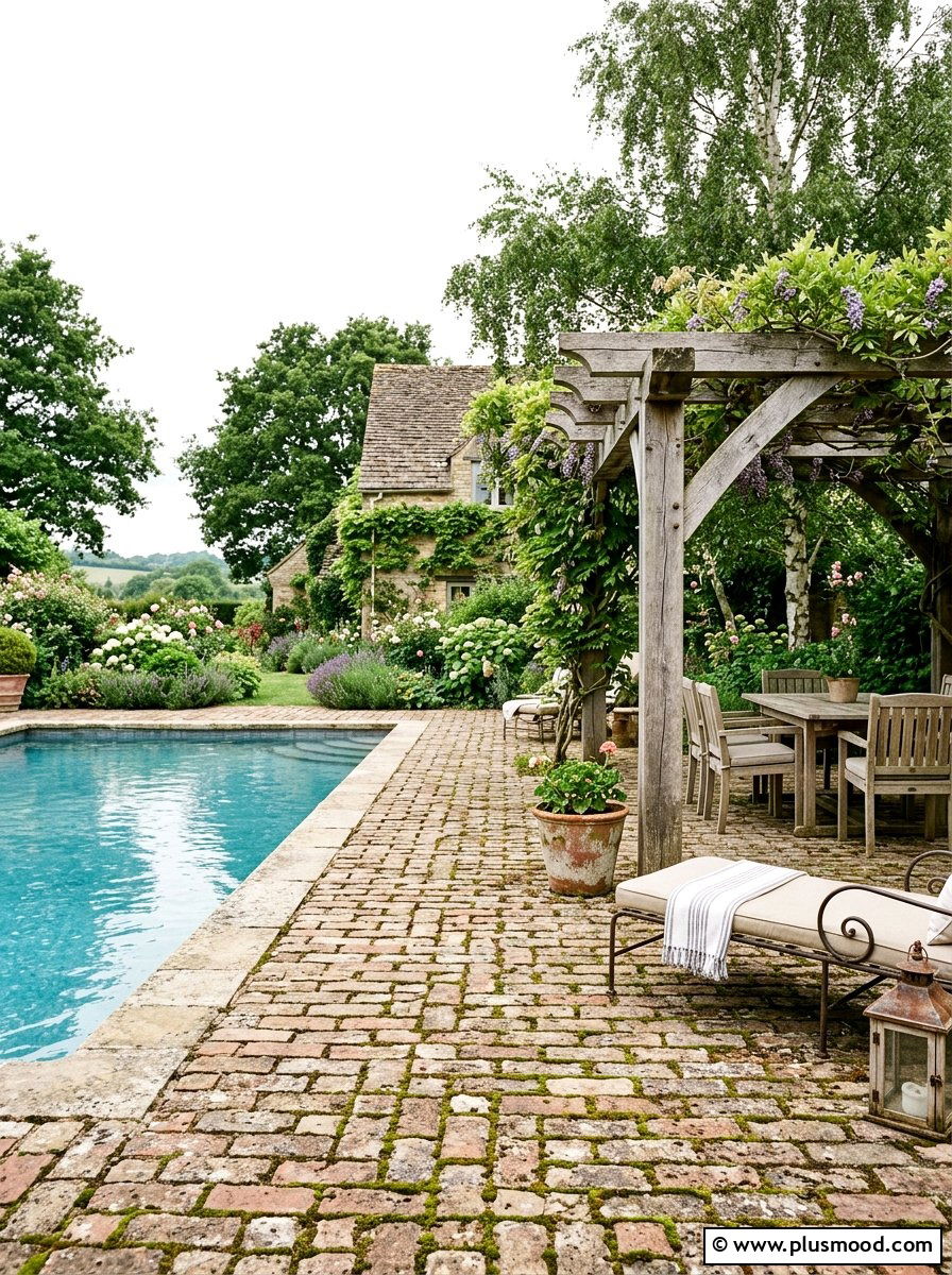 Weathered Brick Pool Patio - 25 pool landscaping ideas with brick edging