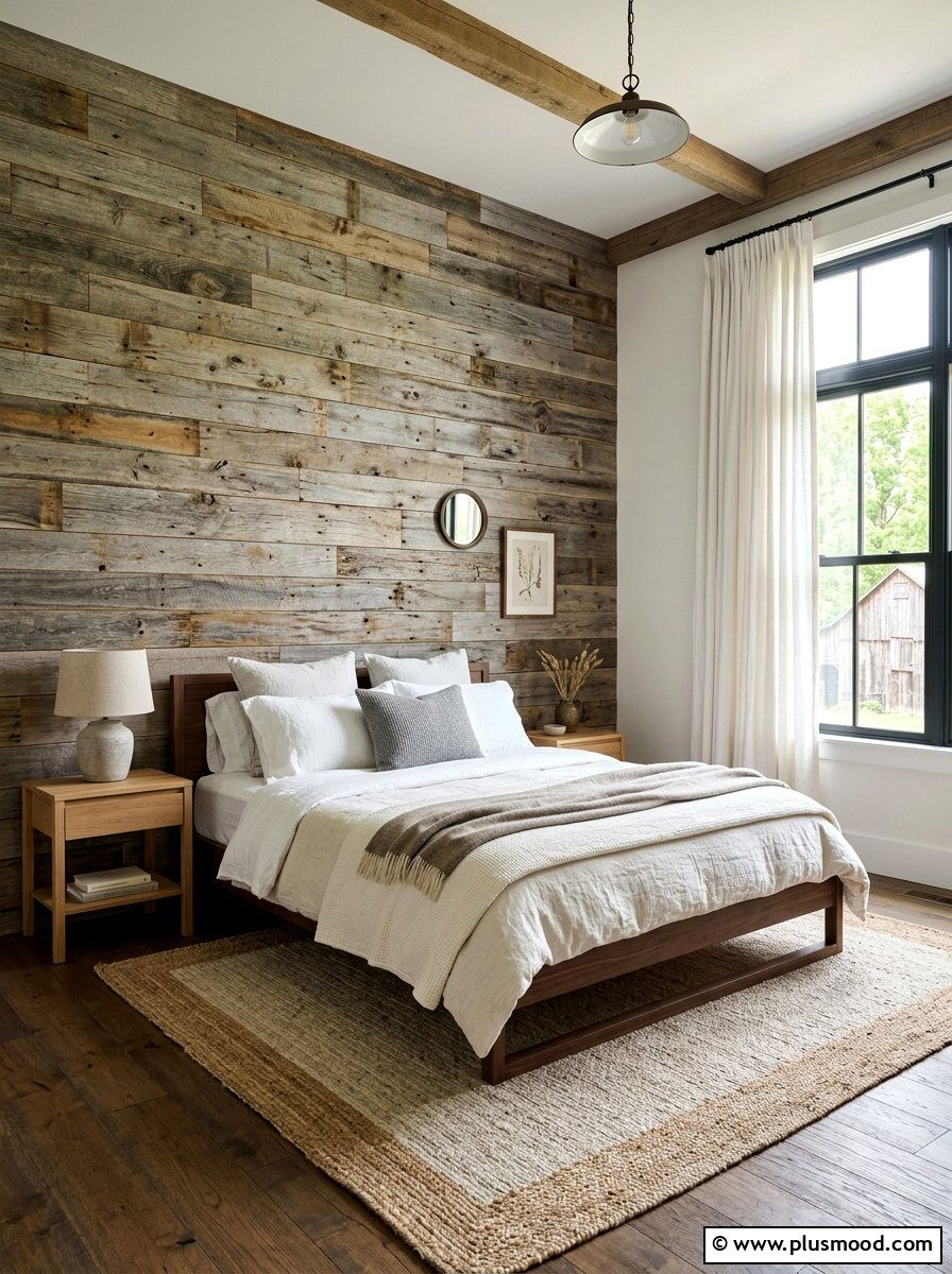 Weathered Wood Wall Farmhouse Bedroom - 25 summer coastal farmhouse bedroom ideas