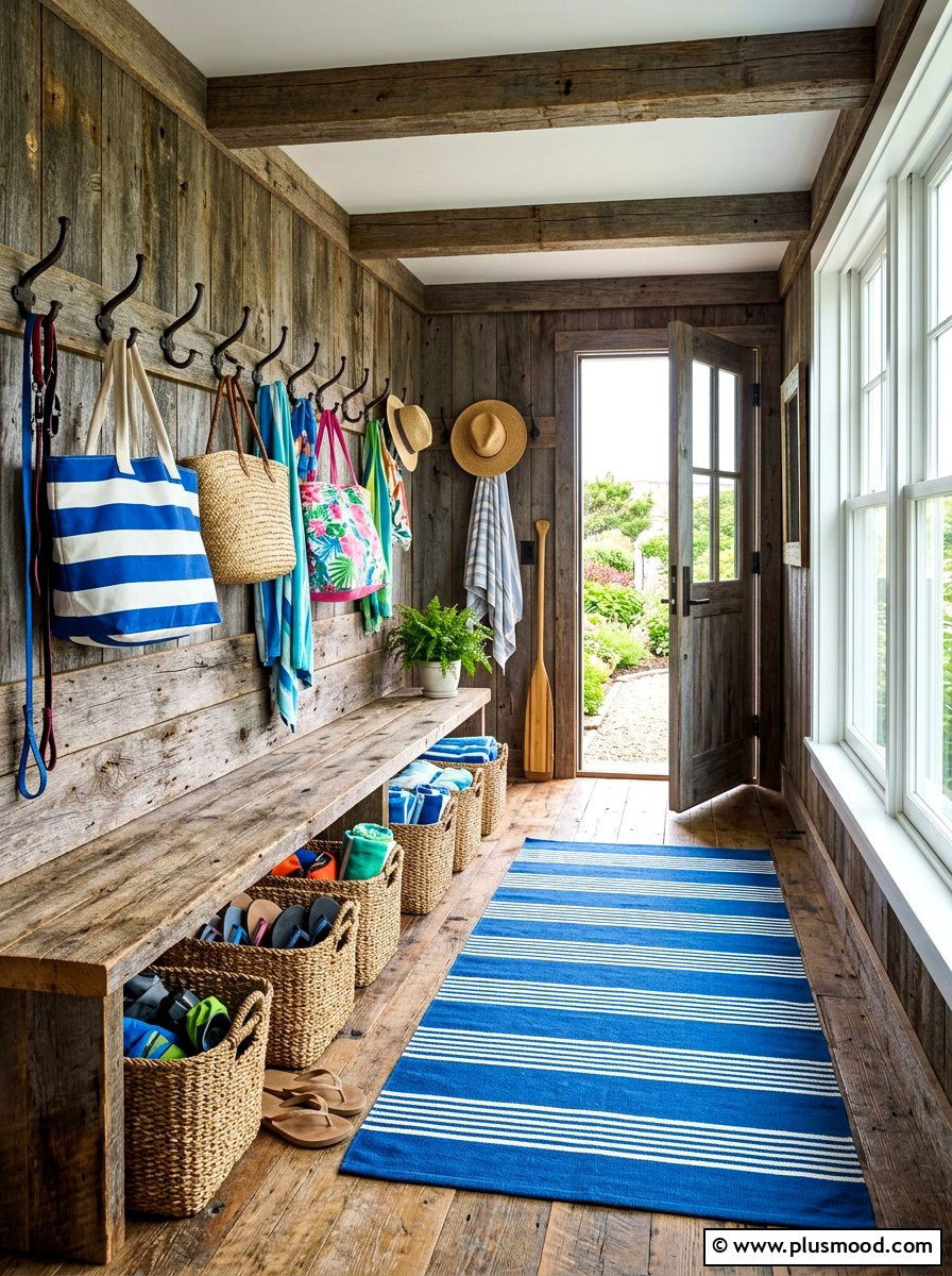 Weathered wood mudroom - 25 summer nautical decor ideas