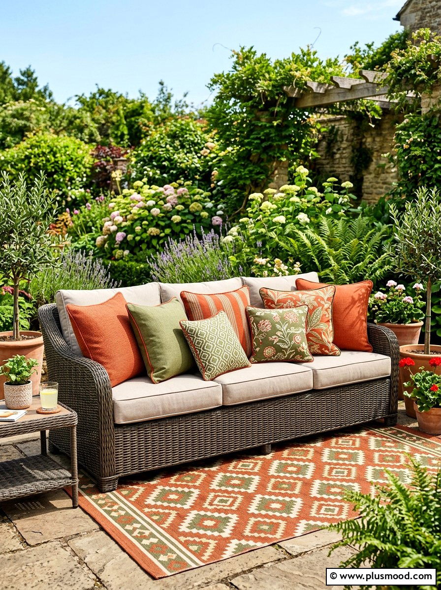 Weatherproof pillow styling - 25 summer to fall outdoor entertaining ideas
