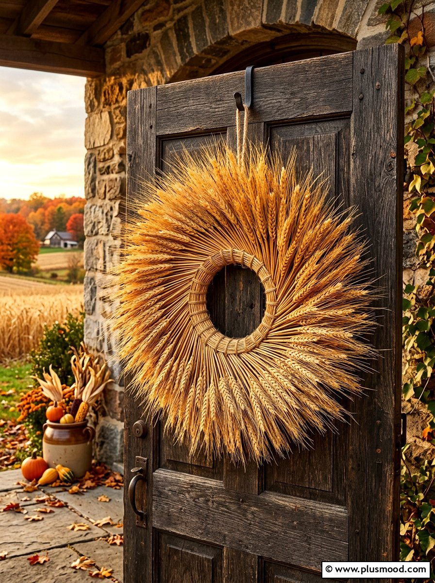 Wheat Stalk Wreath - 25 summer to fall wreath ideas