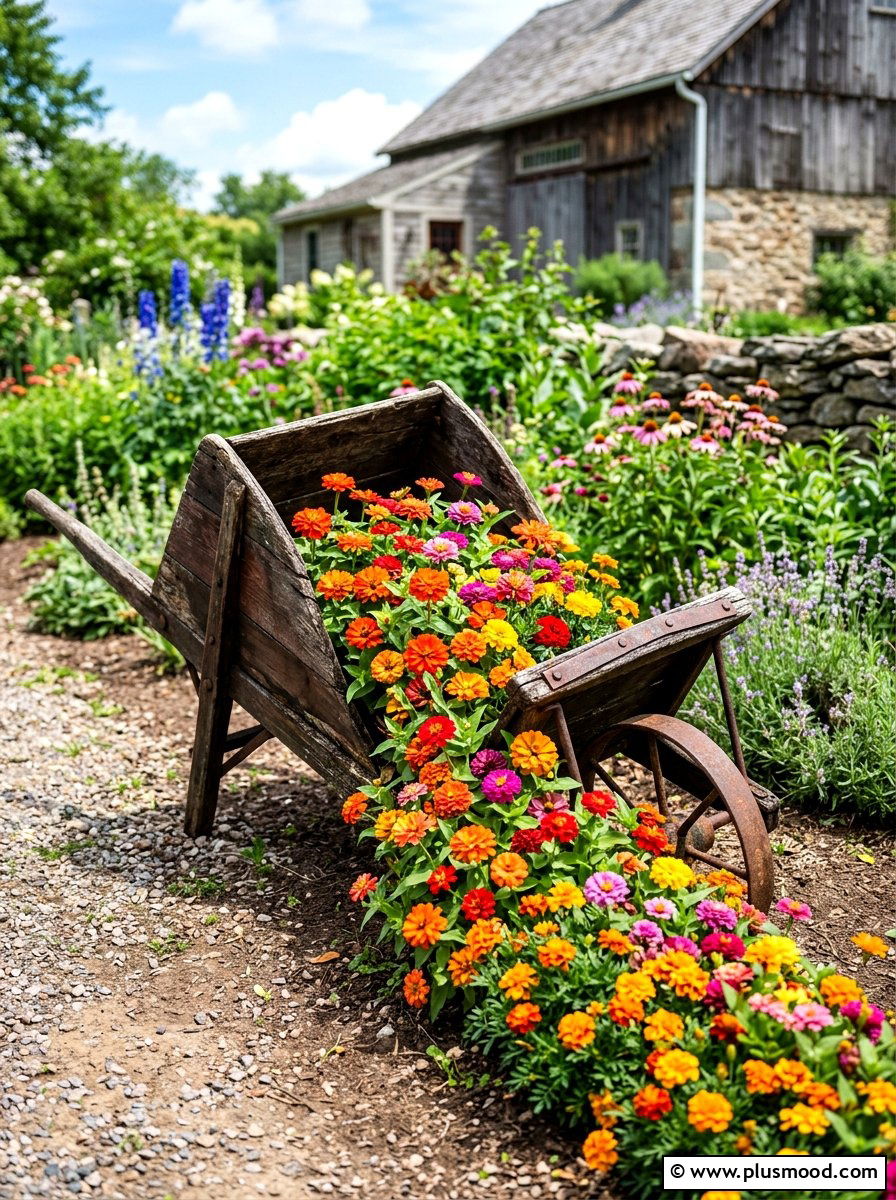 Wheelbarrow spill planter - 25 summer spill planter ideas