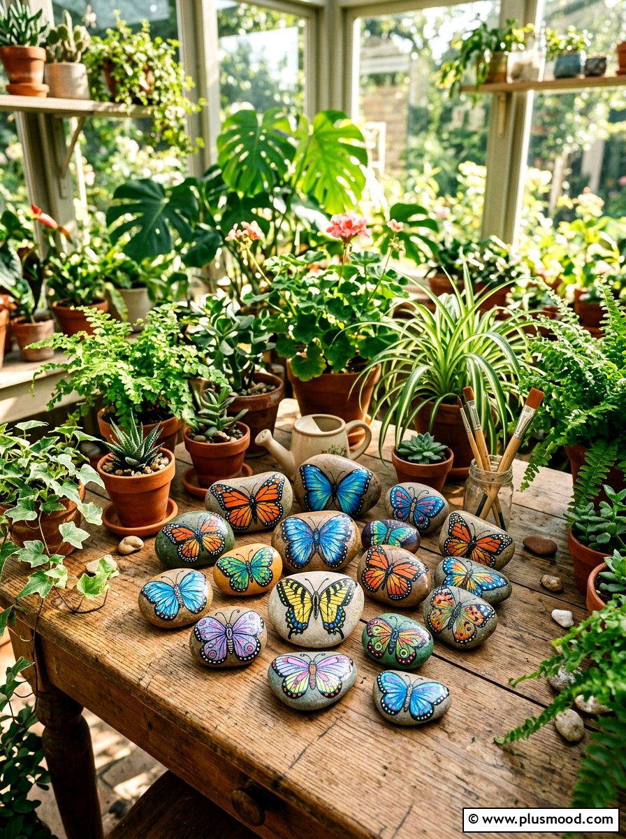 Whimsical Butterfly Painted Rocks - 25 painted rock ideas with inspirational words