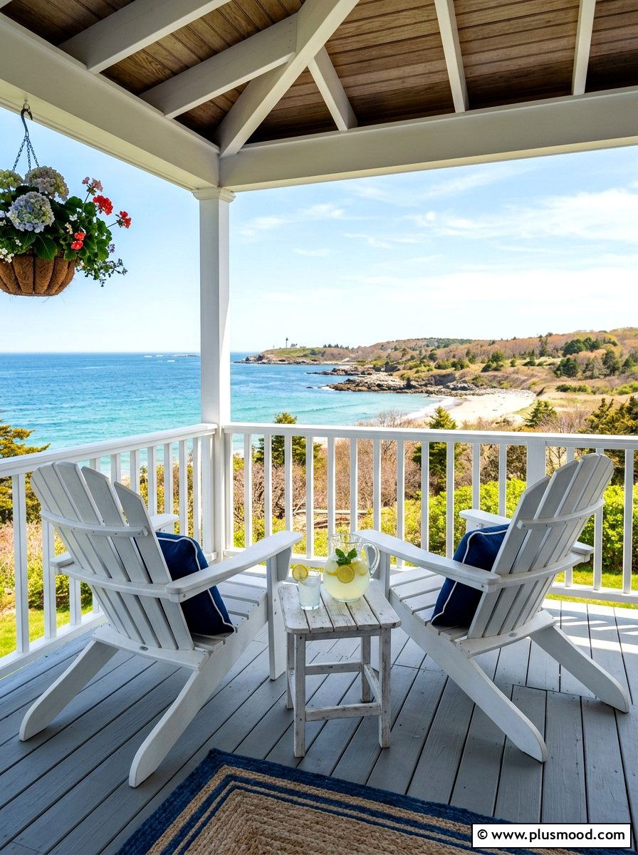 White Adirondack Chair Porch - 25 summer coastal front porch ideas