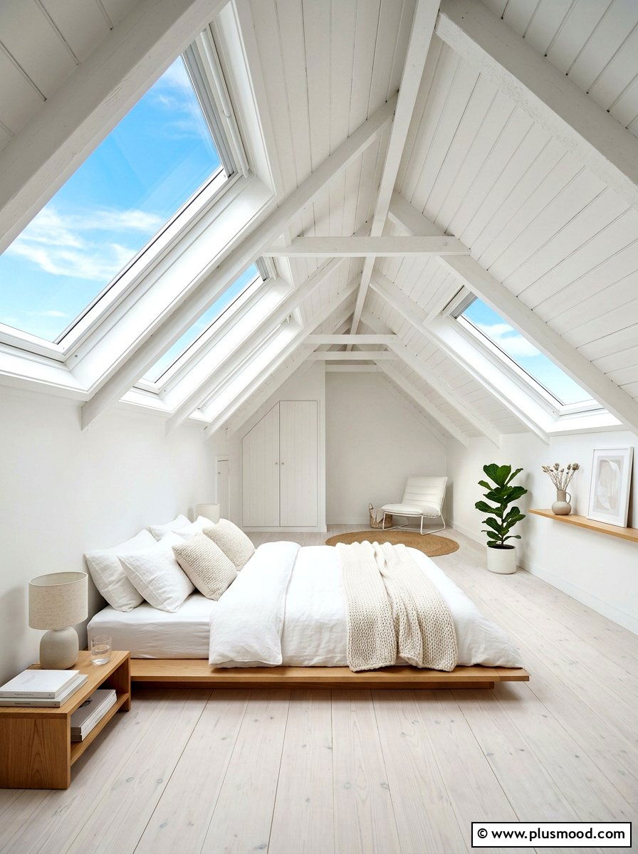White Attic Retreat - 25 summer minimalist summer decor ideas