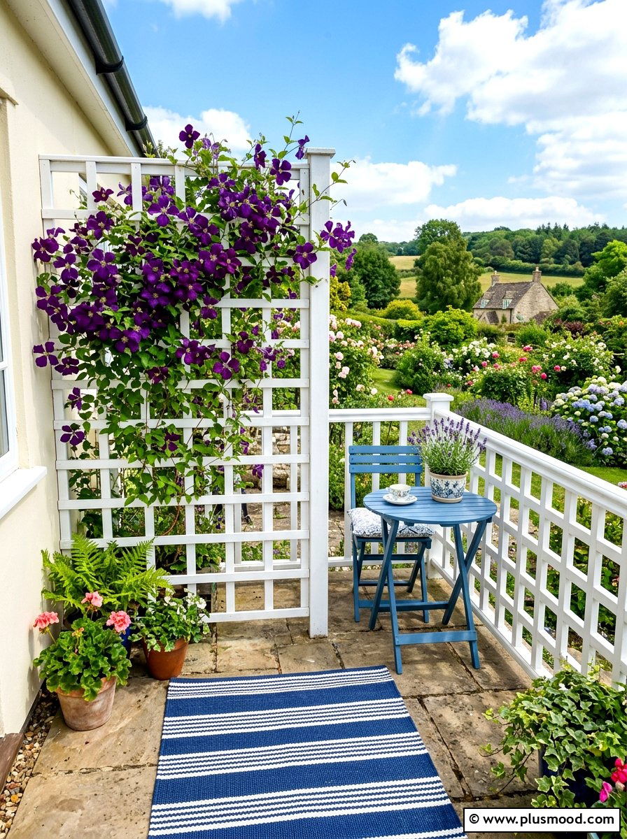 White Balcony Trellis - 25 summer balcony trellis ideas