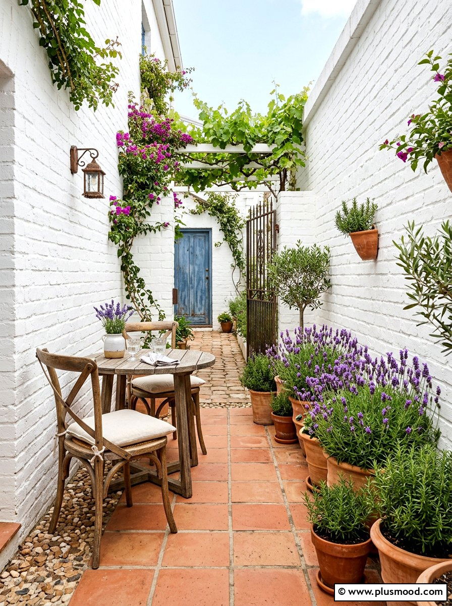 White Brick Courtyard - 25 summer narrow patio ideas