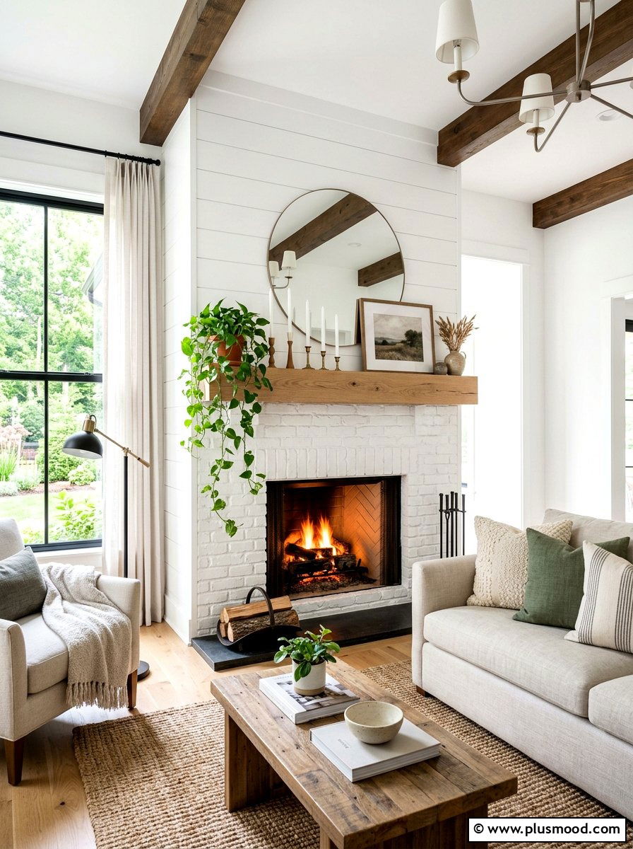 White Brick Fireplace - 25 summer home refresh ideas