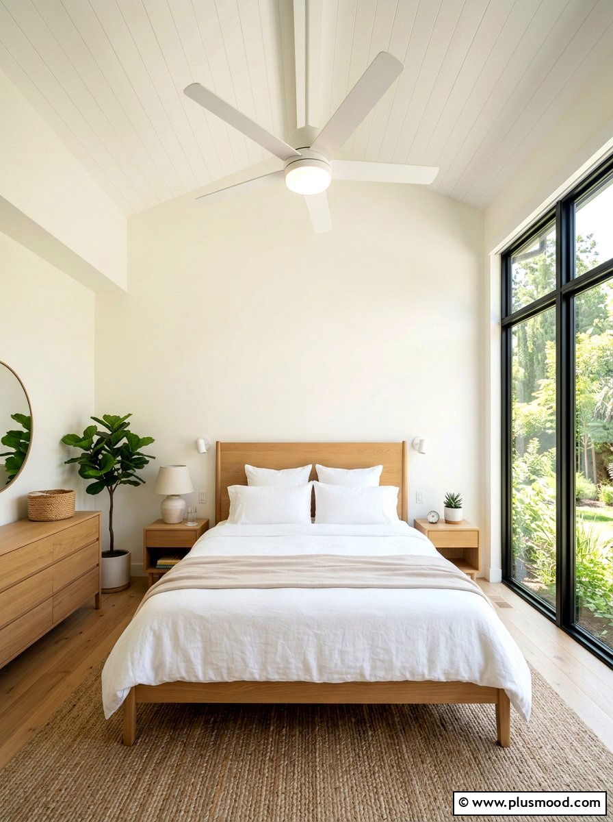 White Ceiling Fan Light - 25 summer bedroom lighting ideas