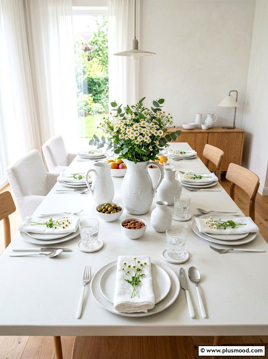 White Ceramic Table - 25 summer kitchen table decor ideas