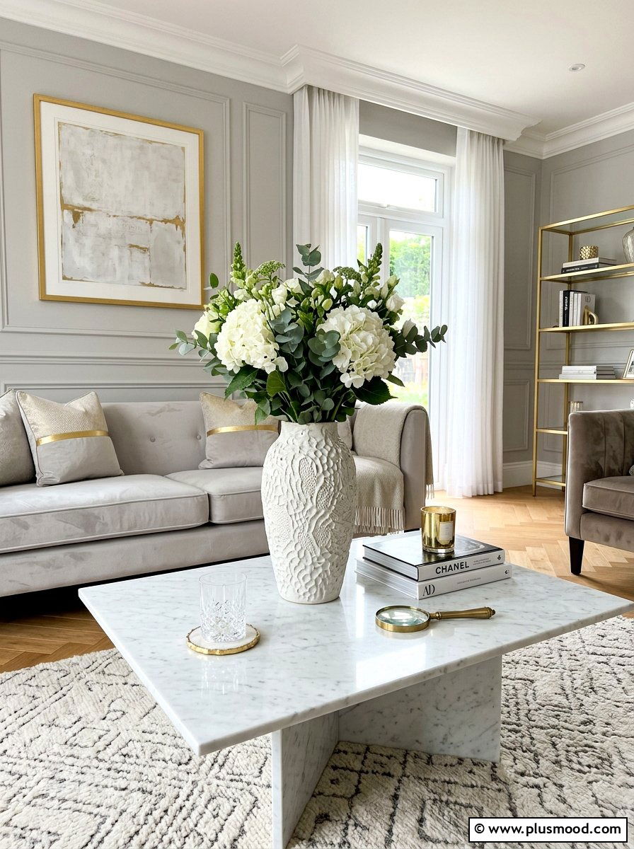 White Ceramic Vase - 25 summer coffee table decor ideas