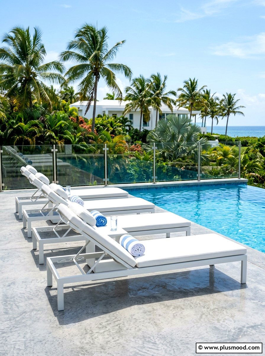 White Chaise Lounge - 25 summer poolside seating ideas