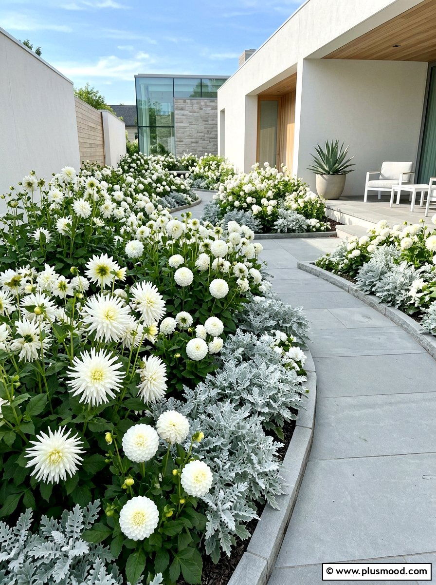 White Dahlia Garden - 25 summer dahlia garden ideas