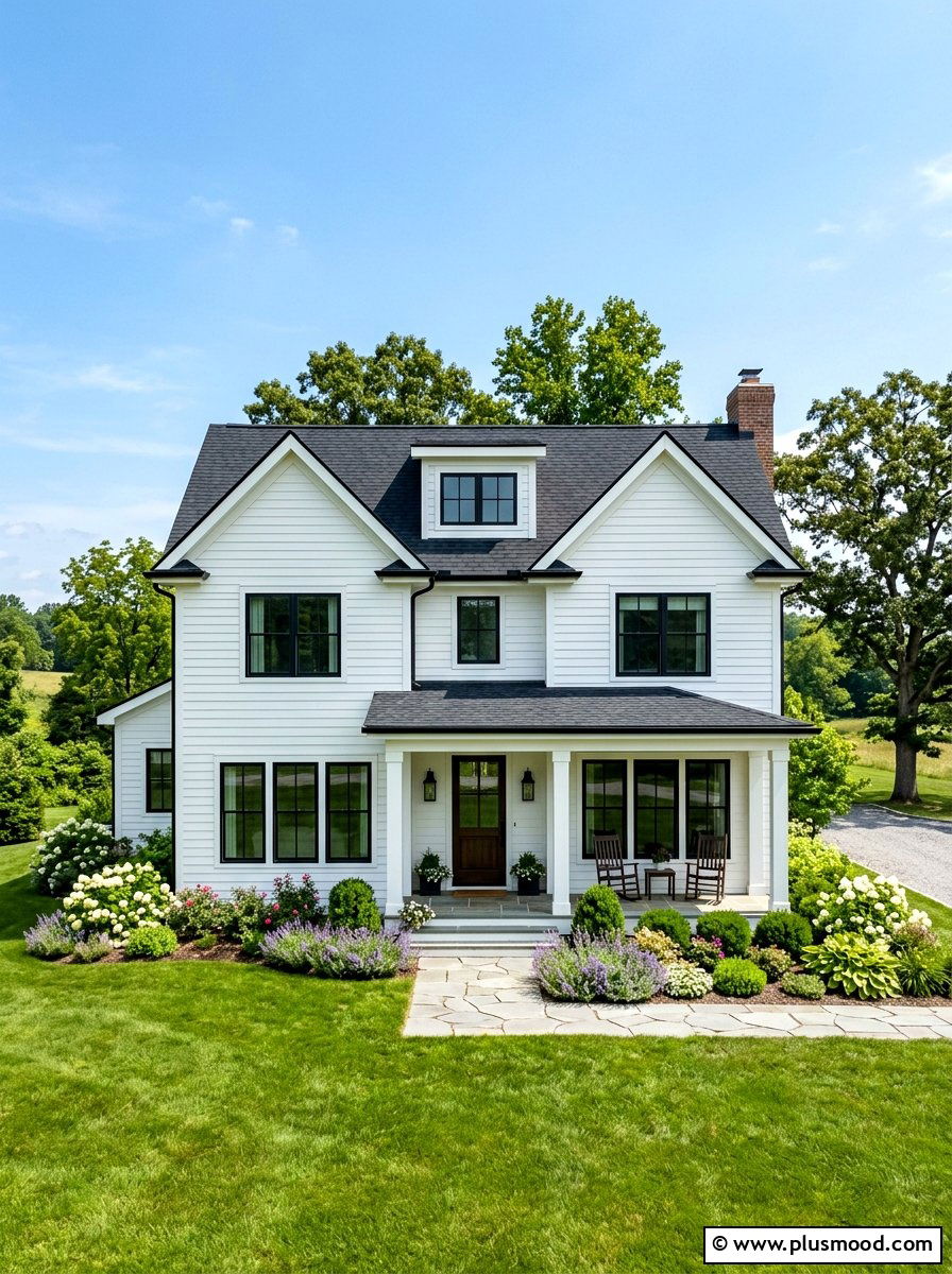 White Farmhouse Exterior - 25 summer farmhouse curb appeal ideas