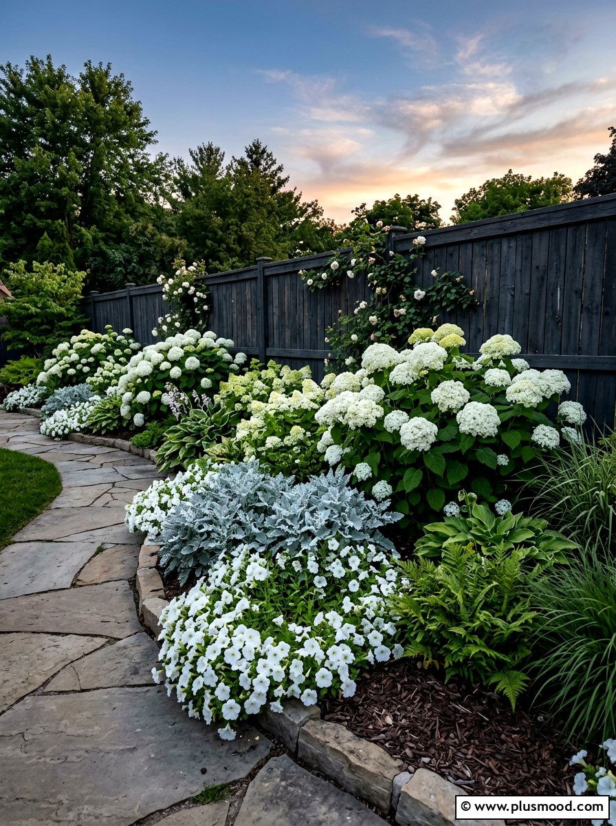 White Flower Garden - 25 summer layered flower bed ideas