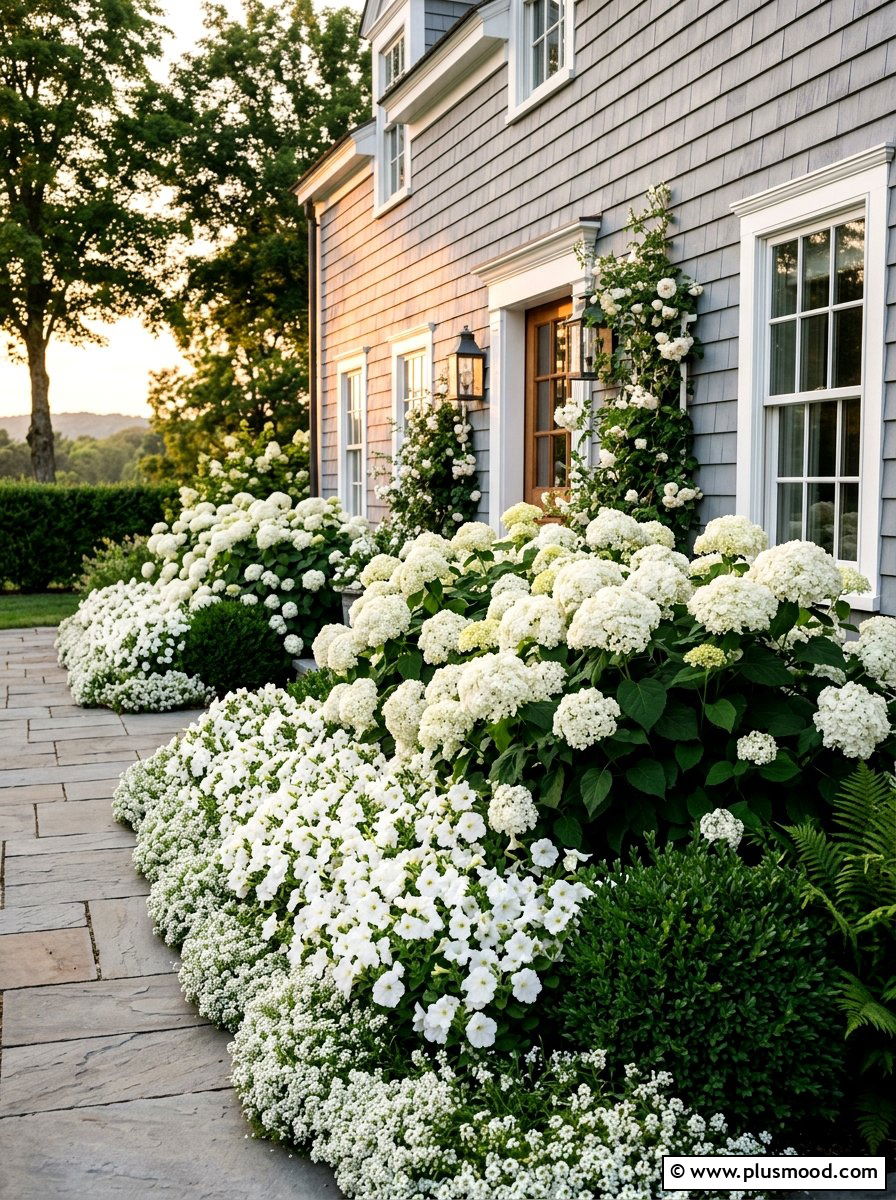 White Flower Theme - 25 summer flower bed ideas for front yard