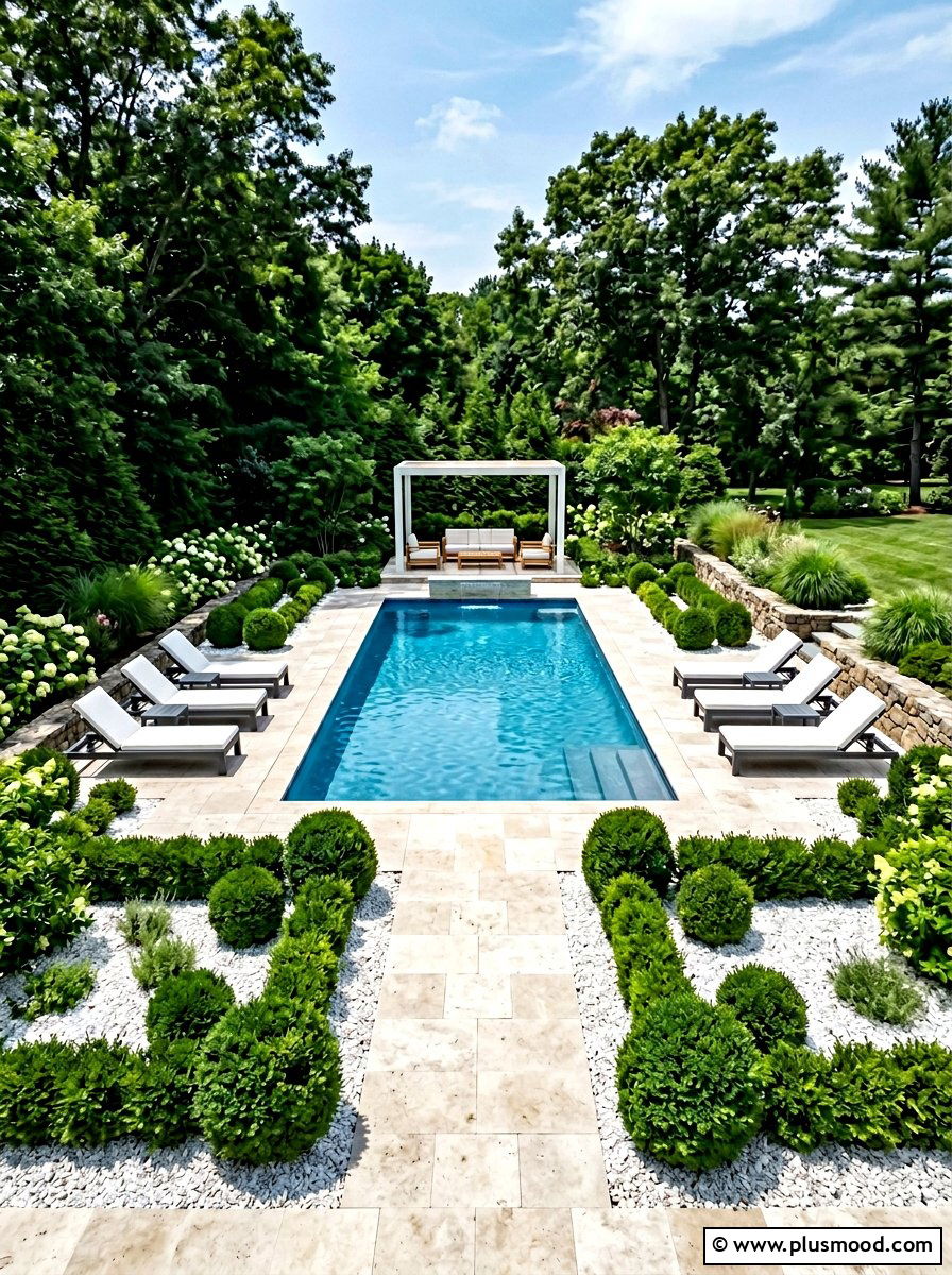 White Gravel Mulch Pool Area - 25 pool landscaping ideas for shaded backyards