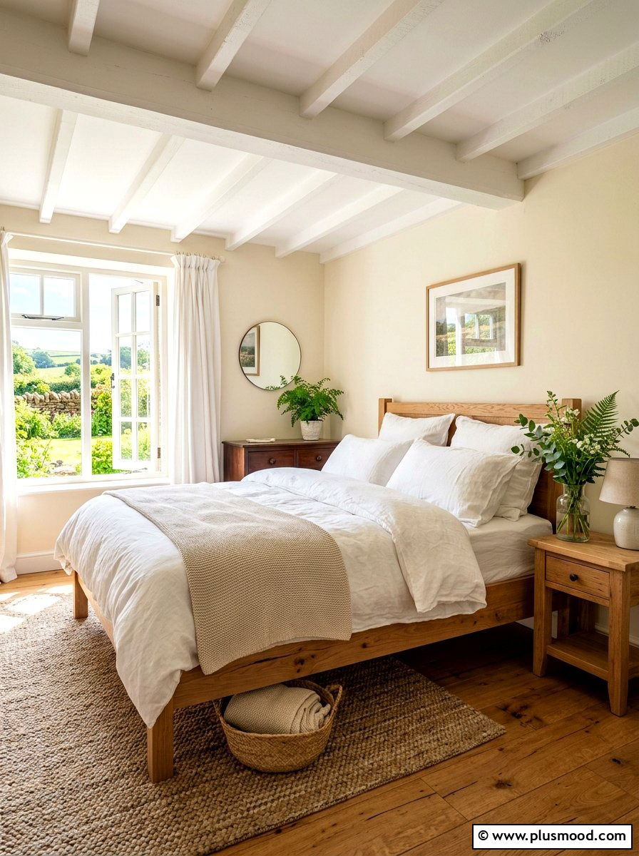 White Linen Bedding - 25 farmhouse summer bedroom ideas