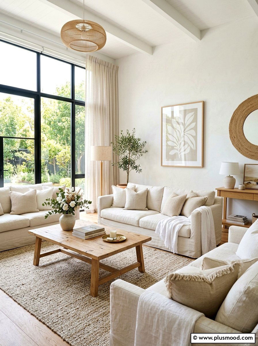 White Linen Living Room - 25 light and airy summer decor ideas