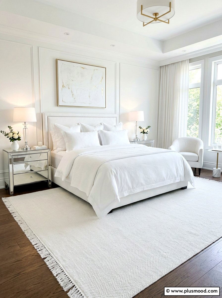 White Linen Rug - 25 summer rug ideas for bedroom